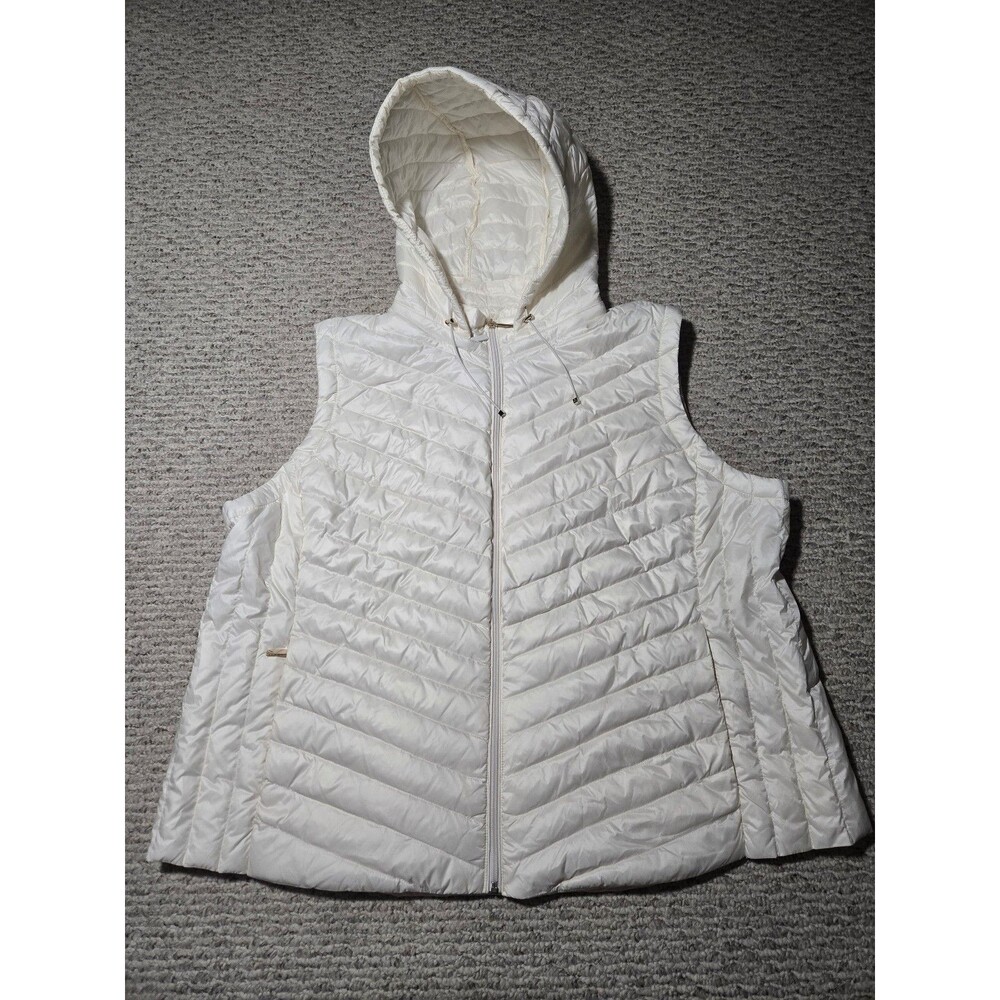 Gallery Down Filled Full Zip Puffer Vest Cream Off White Women's Plus Size 3X